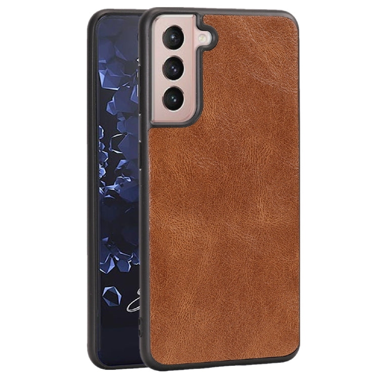 For Samsung Galaxy S21+ 5G Crazy Horse Textured Calfskin PU + PC + TPU Case