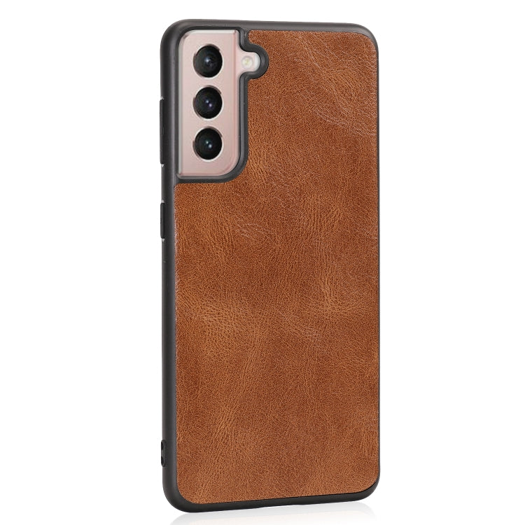 For Samsung Galaxy S21+ 5G Crazy Horse Textured Calfskin PU + PC + TPU Case
