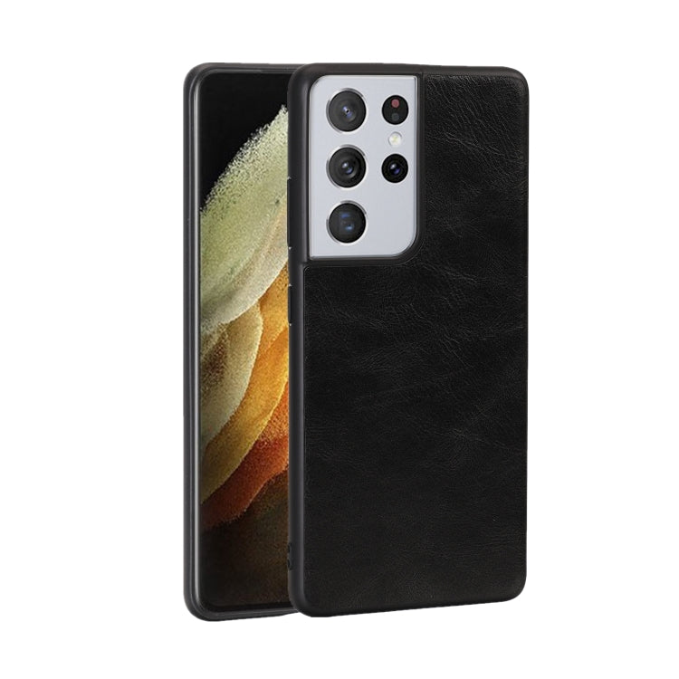 For Samsung Galaxy S21 Ultra 5G Crazy Horse Textured Calfskin PU + PC + TPU Case