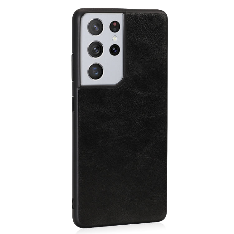 For Samsung Galaxy S21 Ultra 5G Crazy Horse Textured Calfskin PU + PC + TPU Case