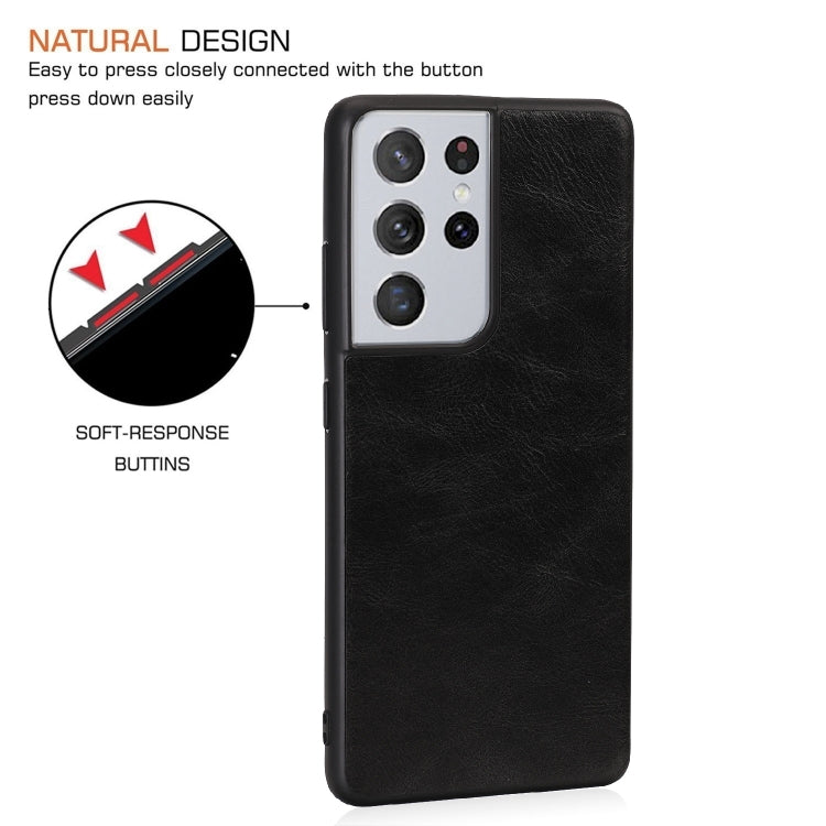 For Samsung Galaxy S21 Ultra 5G Crazy Horse Textured Calfskin PU + PC + TPU Case