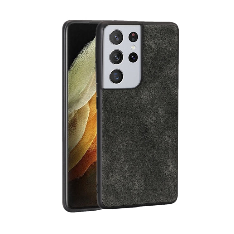 For Samsung Galaxy S21 Ultra 5G Crazy Horse Textured Calfskin PU + PC + TPU Case