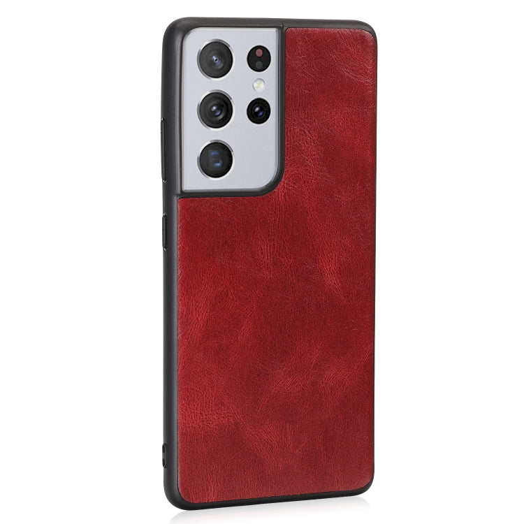 For Samsung Galaxy S21 Ultra 5G Crazy Horse Textured Calfskin PU + PC + TPU Case
