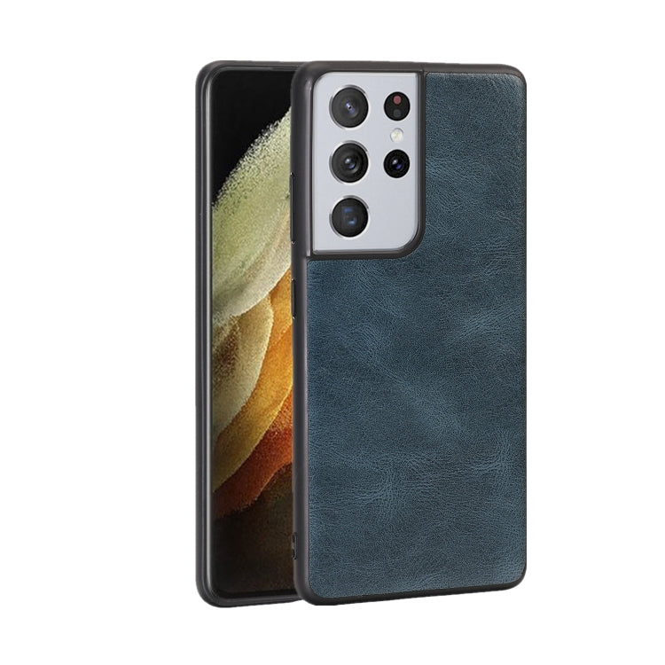 For Samsung Galaxy S21 Ultra 5G Crazy Horse Textured Calfskin PU + PC + TPU Case