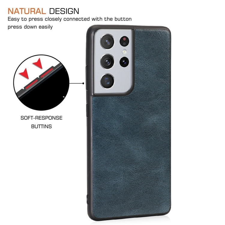 For Samsung Galaxy S21 Ultra 5G Crazy Horse Textured Calfskin PU + PC + TPU Case