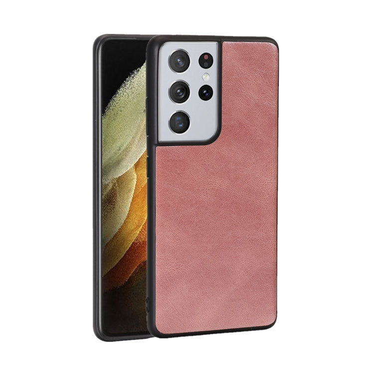 For Samsung Galaxy S21 Ultra 5G Crazy Horse Textured Calfskin PU + PC + TPU Case