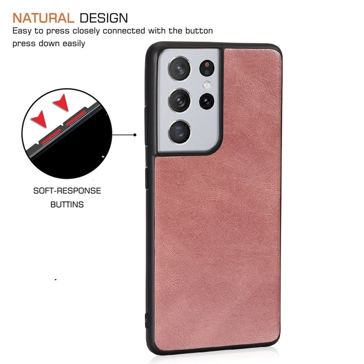 For Samsung Galaxy S21 Ultra 5G Crazy Horse Textured Calfskin PU + PC + TPU Case