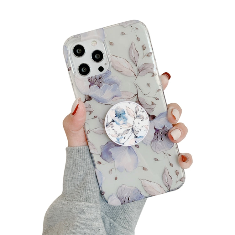 For iPhone 11 Flowers Pattern Protective Case with Holder