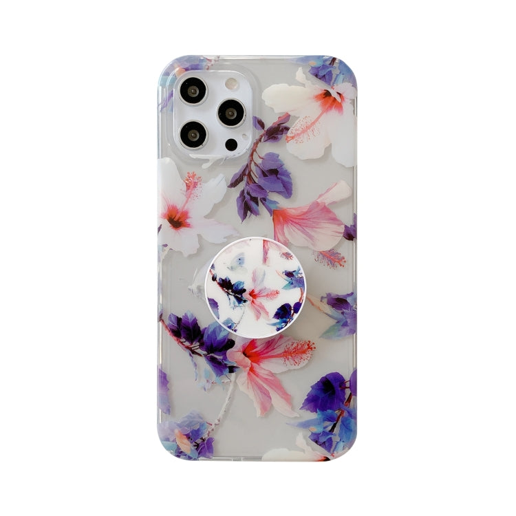 For iPhone 11 Pro Max Flowers Pattern Protective Case with Holder