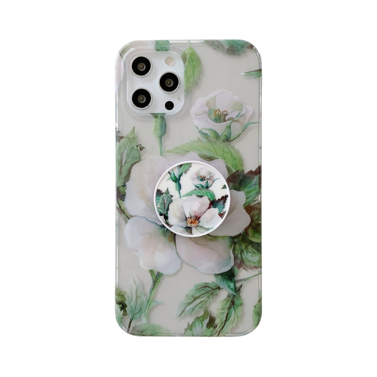 For iPhone 11 Pro Max Flowers Pattern Protective Case with Holder