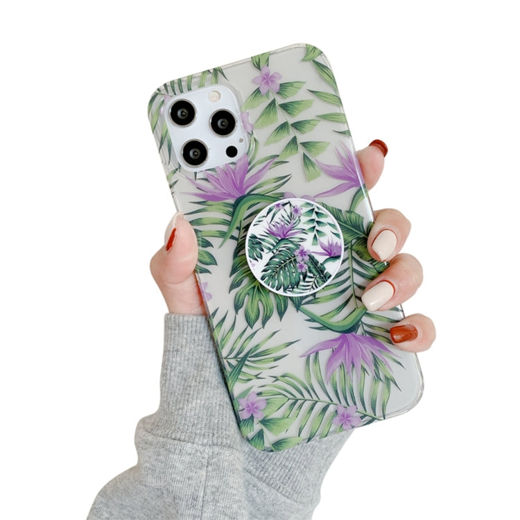 For iPhone 11 Pro Max Flowers Pattern Protective Case with Holder