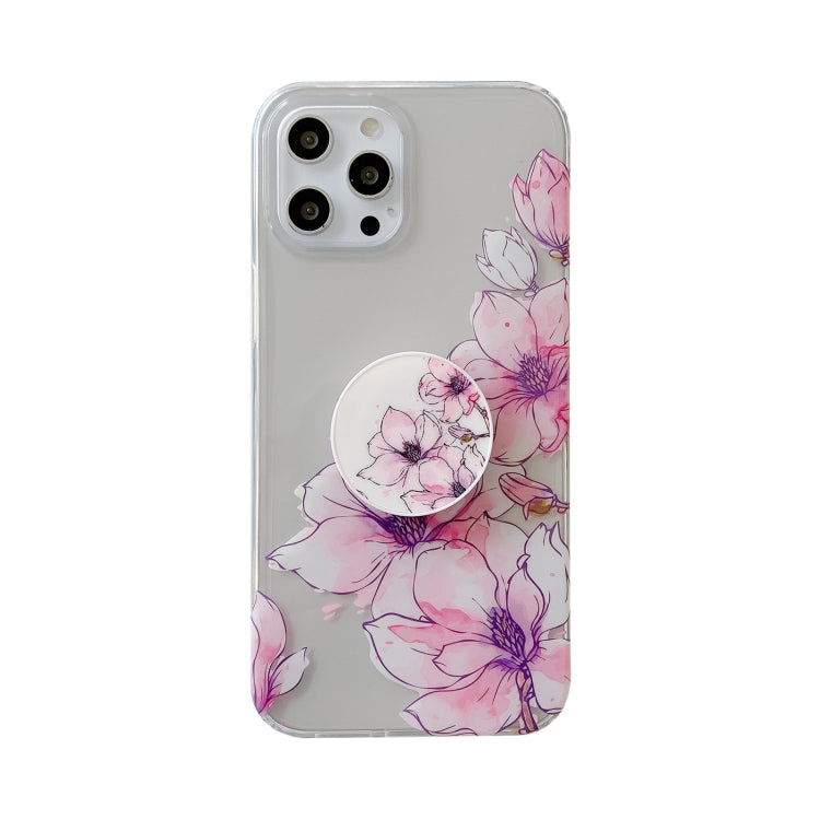 For iPhone 12 Pro Max Flowers Pattern Protective Case with Holder