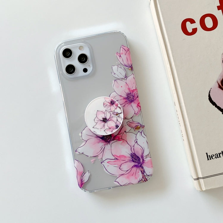 For iPhone 12 Pro Max Flowers Pattern Protective Case with Holder
