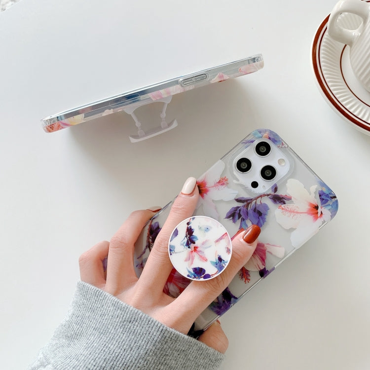 For iPhone 12 Pro Max Flowers Pattern Protective Case with Holder