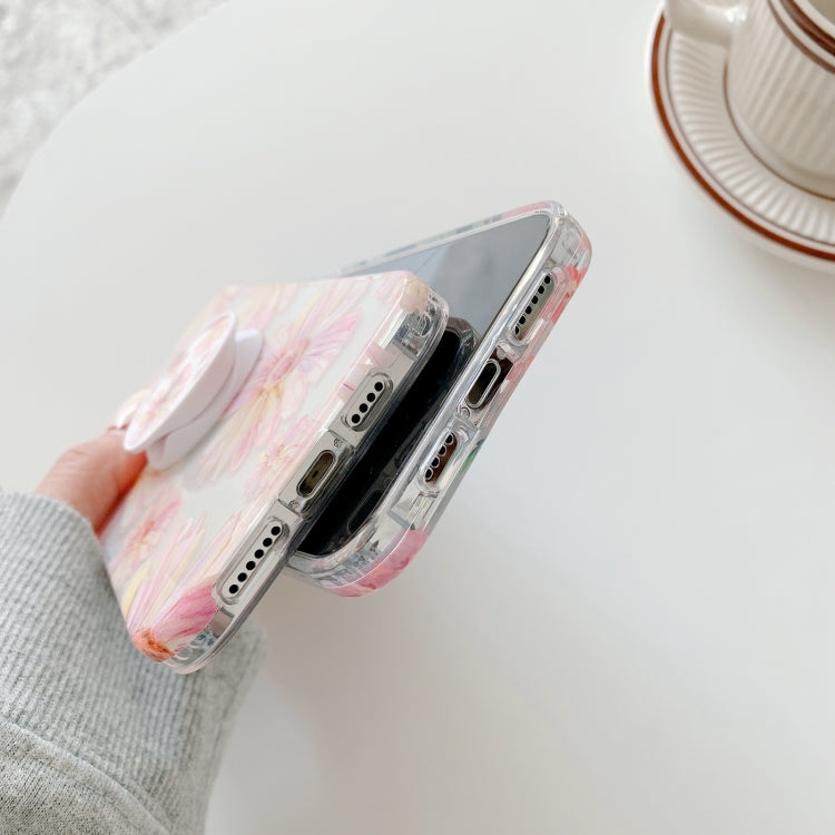 For iPhone 12 Pro Max Flowers Pattern Protective Case with Holder