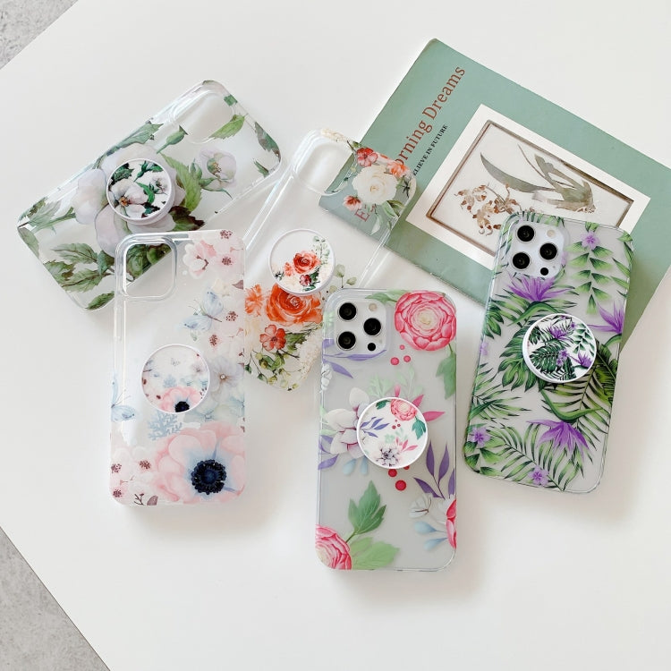 For iPhone 12 Pro Max Flowers Pattern Protective Case with Holder