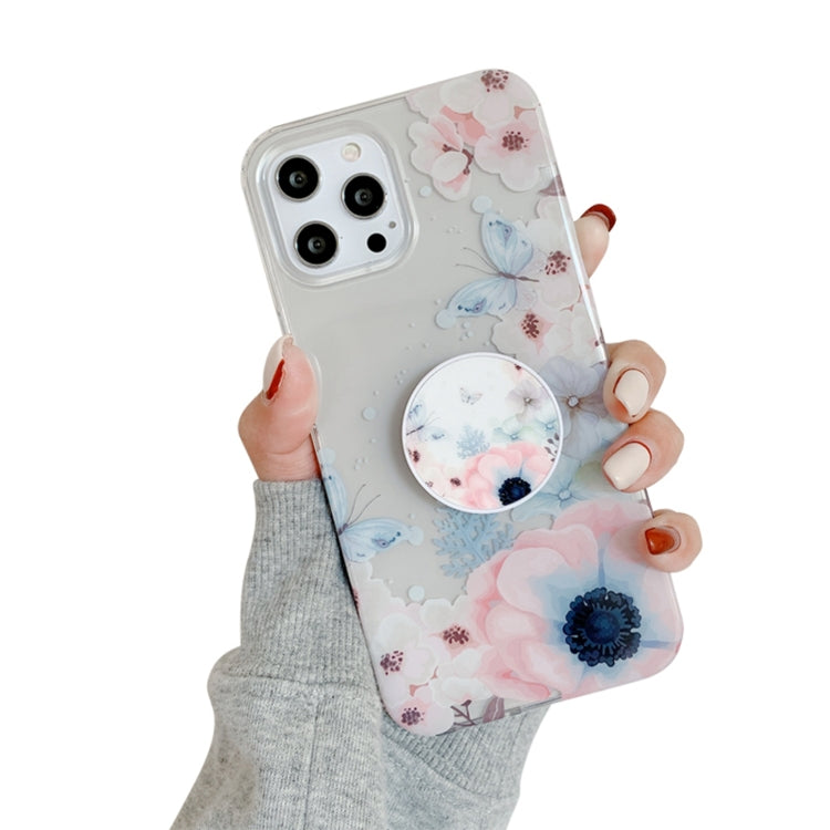 For iPhone 12 Pro Max Flowers Pattern Protective Case with Holder