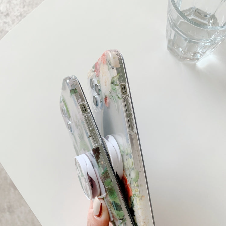 For iPhone 12 Pro Max Flowers Pattern Protective Case with Holder