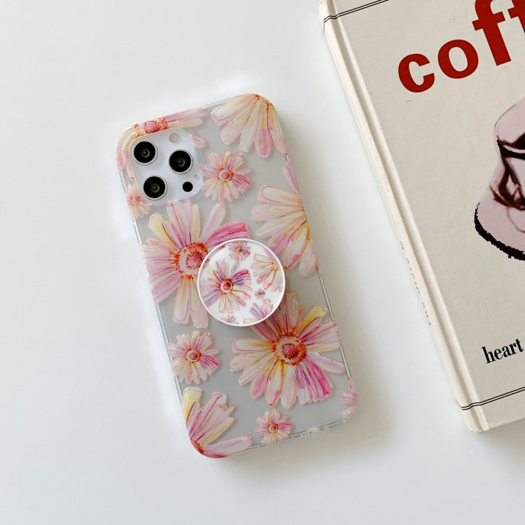 For iPhone 12 Flowers Pattern Protective Case with Holder/12 Pro