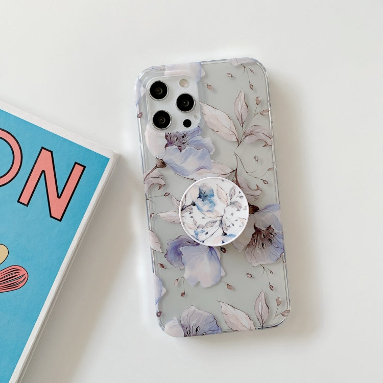 For iPhone 12 Flowers Pattern Protective Case with Holder/12 Pro