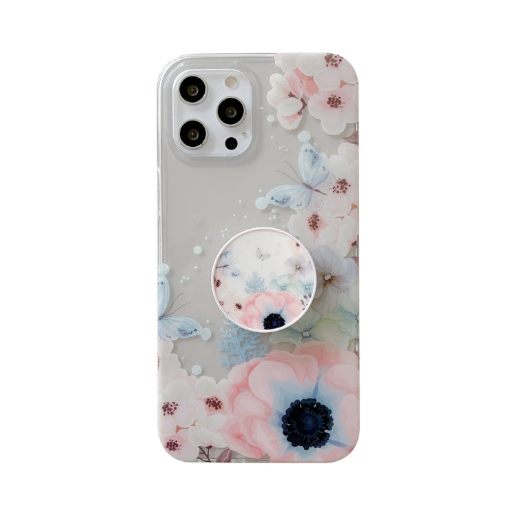 For iPhone 12 Flowers Pattern Protective Case with Holder/12 Pro