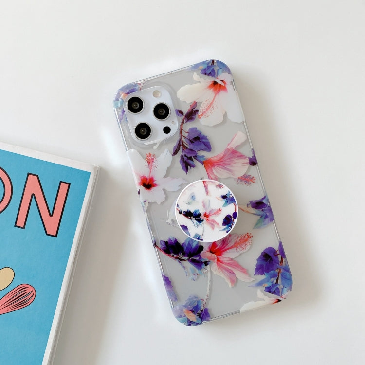 For iPhone 12 mini Flowers Pattern Protective Case with Holder