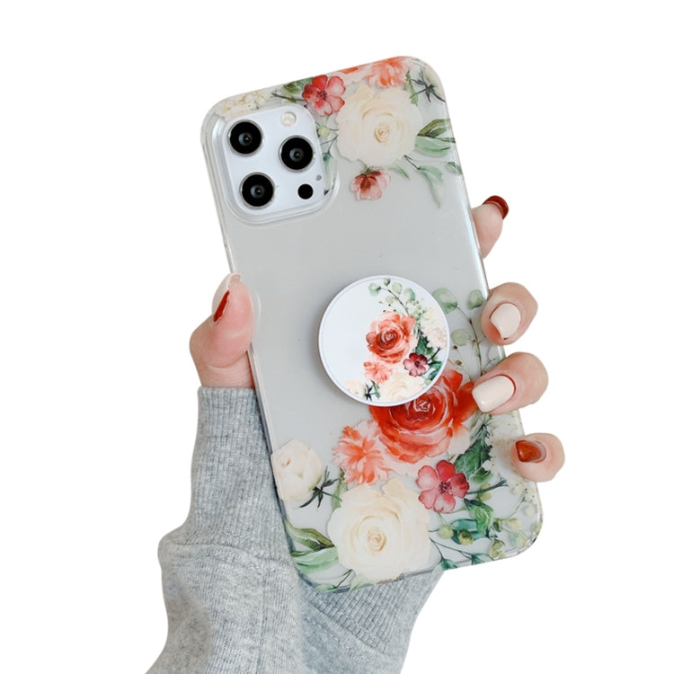 For iPhone 12 mini Flowers Pattern Protective Case with Holder