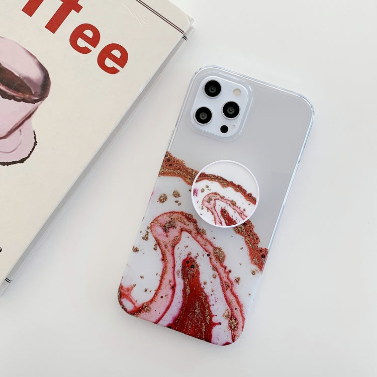For iPhone 12 Pro Max Marble Pattern Protective Case with Holder