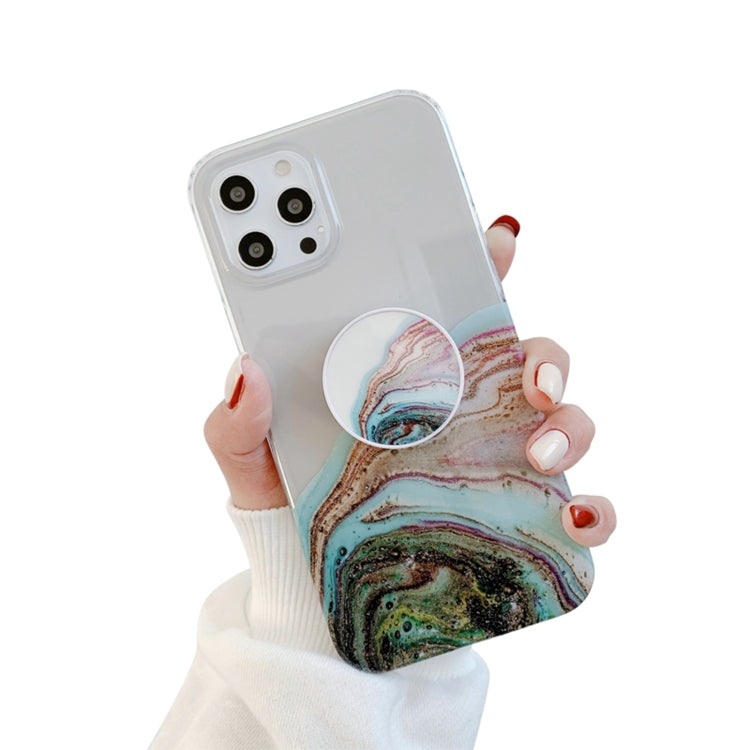 For iPhone 12 Marble Pattern Protective Case with Holder/12 Pro