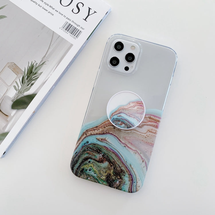 For iPhone 12 Marble Pattern Protective Case with Holder/12 Pro