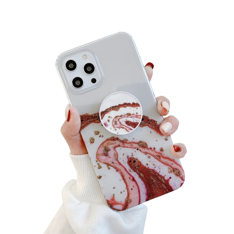 For iPhone 12 Marble Pattern Protective Case with Holder/12 Pro