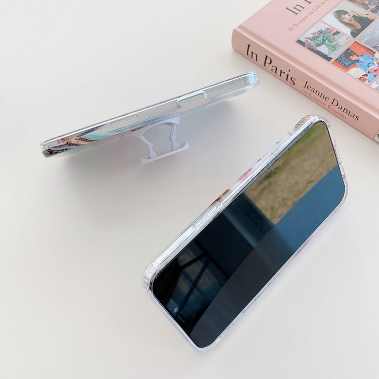 For iPhone 12 mini Marble Pattern Protective Case with Holder