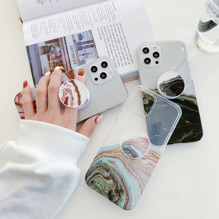 For iPhone 12 mini Marble Pattern Protective Case with Holder