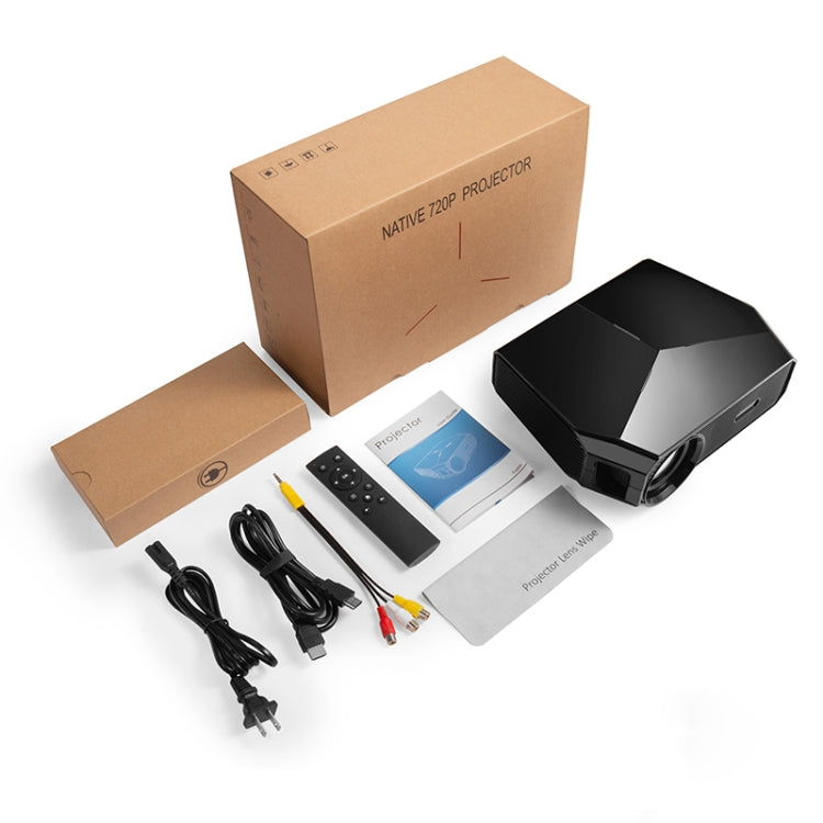 TRANSJEE A4300 1280x720P 3200 ANSI Lumens Portable Home Theater LED HD Digital Projector, Plug Type: US Plug(Black)