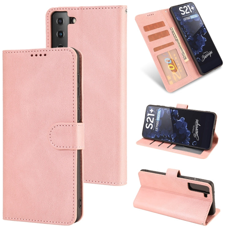 For Samsung Galaxy S21+ 5G Fantasy Classic Skin-feel Calfskin Texture Magnetic Buckle Horizontal Flip PU Leather Case with Holder & Card Slot & Wallet
