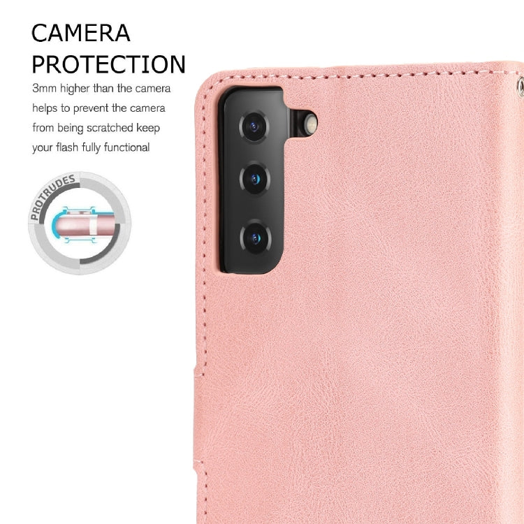For Samsung Galaxy S21+ 5G Fantasy Classic Skin-feel Calfskin Texture Magnetic Buckle Horizontal Flip PU Leather Case with Holder & Card Slot & Wallet