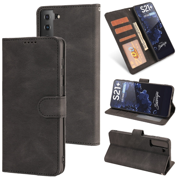 For Samsung Galaxy S21+ 5G Fantasy Classic Skin-feel Calfskin Texture Magnetic Buckle Horizontal Flip PU Leather Case with Holder & Card Slot & Wallet