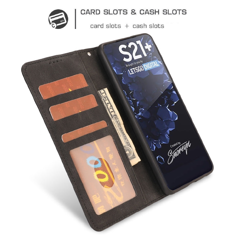 For Samsung Galaxy S21+ 5G Fantasy Classic Skin-feel Calfskin Texture Magnetic Buckle Horizontal Flip PU Leather Case with Holder & Card Slot & Wallet