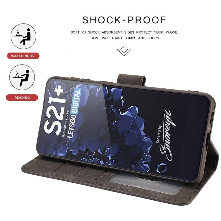 For Samsung Galaxy S21+ 5G Fantasy Classic Skin-feel Calfskin Texture Magnetic Buckle Horizontal Flip PU Leather Case with Holder & Card Slot & Wallet