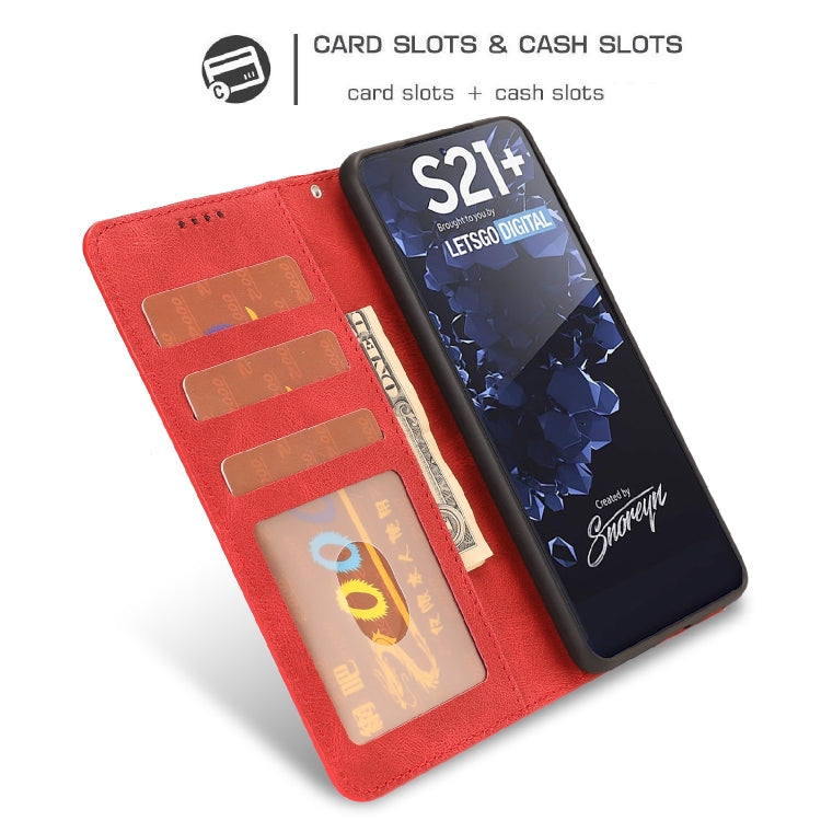 For Samsung Galaxy S21+ 5G Fantasy Classic Skin-feel Calfskin Texture Magnetic Buckle Horizontal Flip PU Leather Case with Holder & Card Slot & Wallet