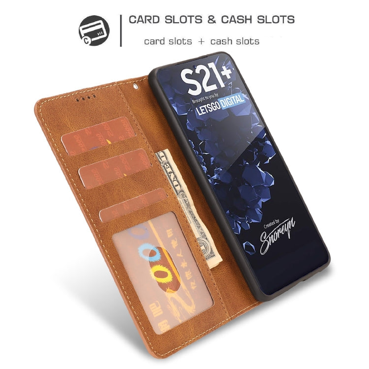 For Samsung Galaxy S21+ 5G Fantasy Classic Skin-feel Calfskin Texture Magnetic Buckle Horizontal Flip PU Leather Case with Holder & Card Slot & Wallet