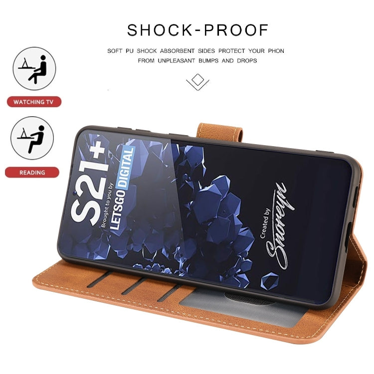 For Samsung Galaxy S21+ 5G Fantasy Classic Skin-feel Calfskin Texture Magnetic Buckle Horizontal Flip PU Leather Case with Holder & Card Slot & Wallet