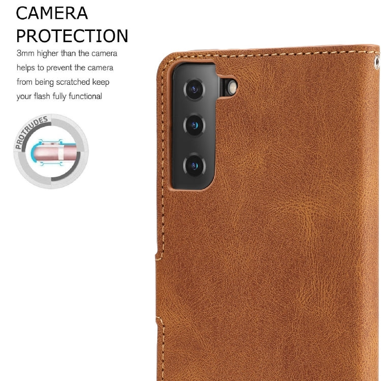 For Samsung Galaxy S21+ 5G Fantasy Classic Skin-feel Calfskin Texture Magnetic Buckle Horizontal Flip PU Leather Case with Holder & Card Slot & Wallet
