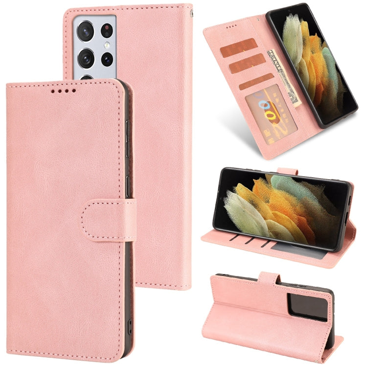 For Samsung Galaxy S21 Ultra 5G Fantasy Classic Skin-feel Calfskin Texture Magnetic Buckle Horizontal Flip PU Leather Case with Holder & Card Slot & Wallet