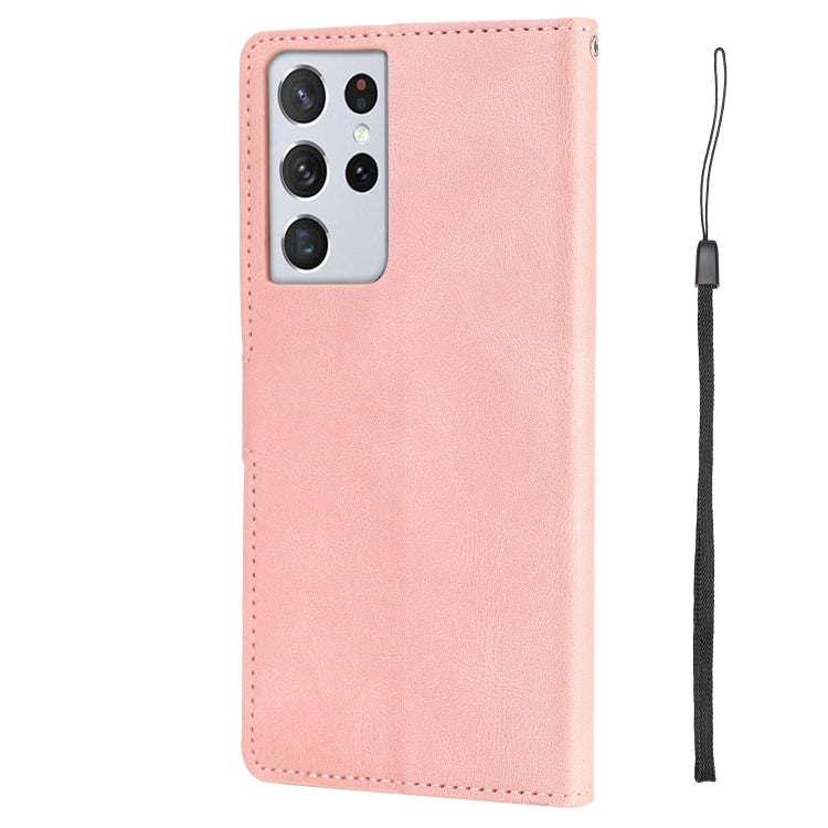For Samsung Galaxy S21 Ultra 5G Fantasy Classic Skin-feel Calfskin Texture Magnetic Buckle Horizontal Flip PU Leather Case with Holder & Card Slot & Wallet