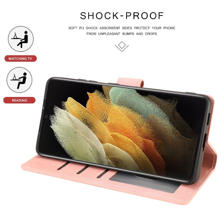 For Samsung Galaxy S21 Ultra 5G Fantasy Classic Skin-feel Calfskin Texture Magnetic Buckle Horizontal Flip PU Leather Case with Holder & Card Slot & Wallet