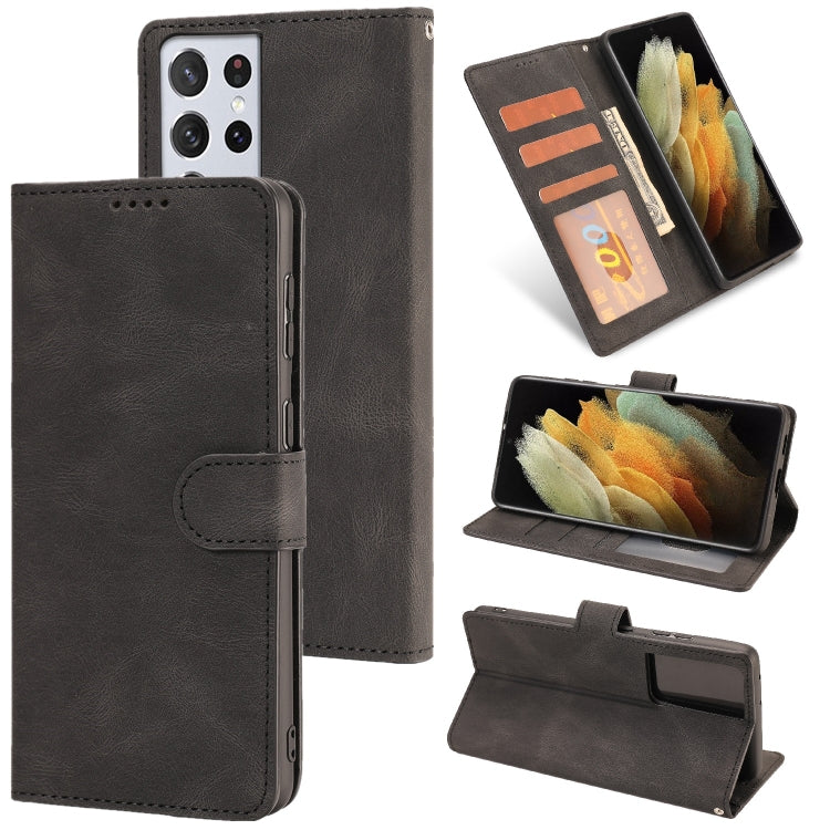 For Samsung Galaxy S21 Ultra 5G Fantasy Classic Skin-feel Calfskin Texture Magnetic Buckle Horizontal Flip PU Leather Case with Holder & Card Slot & Wallet