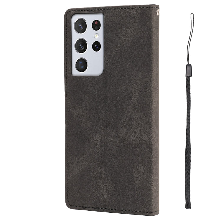 For Samsung Galaxy S21 Ultra 5G Fantasy Classic Skin-feel Calfskin Texture Magnetic Buckle Horizontal Flip PU Leather Case with Holder & Card Slot & Wallet