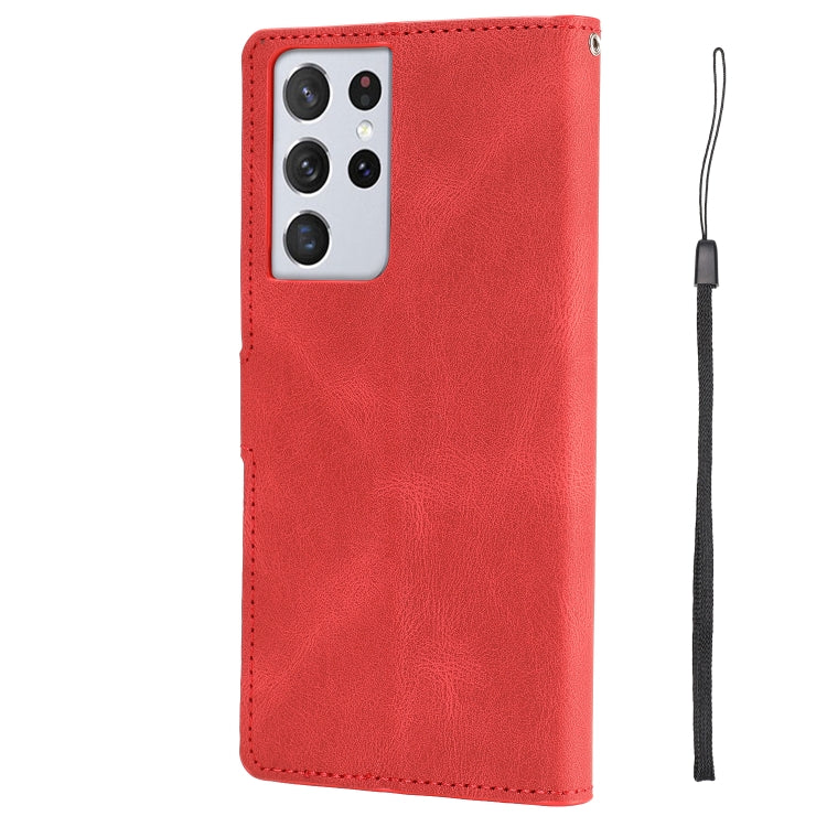 For Samsung Galaxy S21 Ultra 5G Fantasy Classic Skin-feel Calfskin Texture Magnetic Buckle Horizontal Flip PU Leather Case with Holder & Card Slot & Wallet