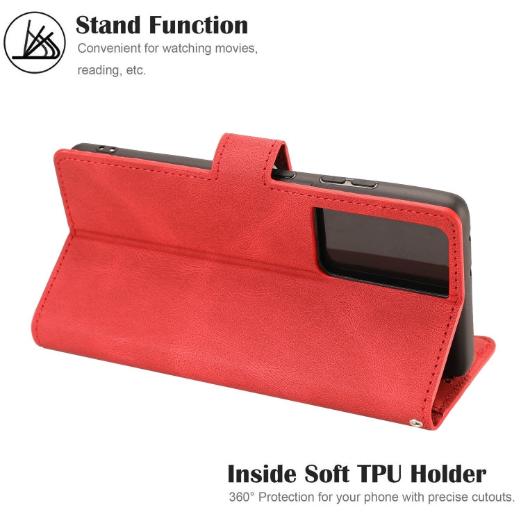 For Samsung Galaxy S21 Ultra 5G Fantasy Classic Skin-feel Calfskin Texture Magnetic Buckle Horizontal Flip PU Leather Case with Holder & Card Slot & Wallet